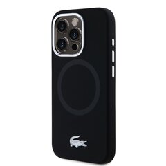 Lacoste Liquid Silicone Microfiber Silver Croc Logo MagSafe Case for iPhone 15 Pro Max Black цена и информация | Чехлы для телефонов | 220.lv