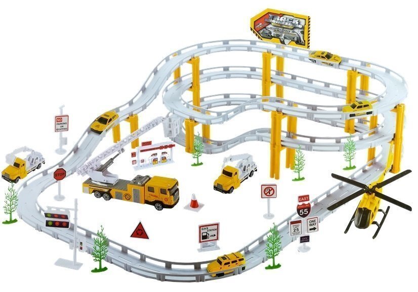 Dzelzceļa sacīkšu trase ar transportlīdzekļiem un piederumiem cena un informācija | Rotaļlietas zēniem | 220.lv