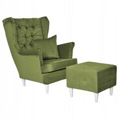 Gaja krēsls ar kāju balstu Skandināvu ģimenes mēbeles olīveļļas zaļš цена и информация | Кресла в гостиную | 220.lv