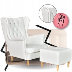 Ushak krēsls Gaja eko āda ar kāju balstu Skandināvu ģimenes mēbeles balts цена и информация | Кресла в гостиную | 220.lv