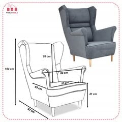 Zoja krēsls Skandināvu ausu aizbīdnis Ģimenes mēbeles pelēks grafīts atpūtas krēsls pelēks cena un informācija | Atpūtas krēsli | 220.lv