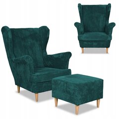 Bonito krēsls ar kāju balstu Scandinavian Family Mebl velvets zaļš cena un informācija | Atpūtas krēsli | 220.lv