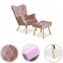 Luna Skandināvu krēsls ar kāju paliktni poufs Family Furniture lila rozā netīrs цена и информация | Кресла в гостиную | 220.lv