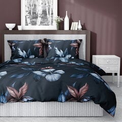Satīna gultasveļa 160x200 tumši zili ziedi cena un informācija | Gultas veļas komplekti | 220.lv
