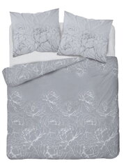 Kokvilnas gultasveļa 180x200cm Ziedi pelnu pelēki pelēka cena un informācija | Gultas veļas komplekti | 220.lv