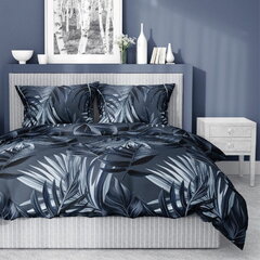 Kokvilnas gultasveļa 160x200cm Ziedi Lapas Zilā krāsā cena un informācija | Gultas veļas komplekti | 220.lv