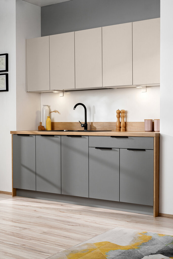 NOVO virtuves skapis ar cepeškrāsns apakšējo uzstādīšanu, 60 cm, matēts pelēks cena un informācija | Virtuves skapīši | 220.lv