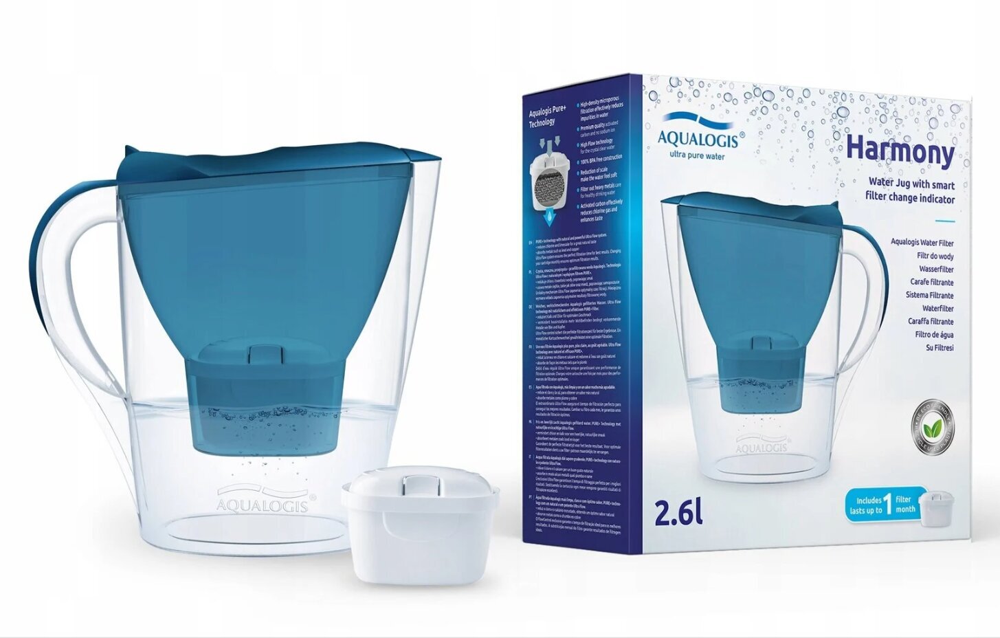 Ūdens filtra krūze Aqualogis Harmony, 2.6L + 6 filtri cena un informācija | Ūdens filtri | 220.lv