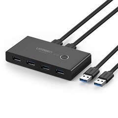 Распределительная коробка HUB-переключатель 4x USB 3.2 Gen 1 USB-разветвитель для двух компьютеров - черный цена и информация | Адаптеры и USB разветвители | 220.lv