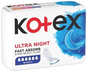 Гигиенические пакеты Overnight Kotex, 12 x 6 шт. цена и информация | Тампоны, гигиенические прокладки для критических дней, ежедневные прокладки | 220.lv