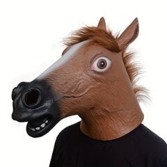 '1 шт. мужская латексная коричневая маска для головы лошади' цена и информация | Карнавальные костюмы, парики и маски | 220.lv