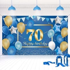 Banydoll dzimšanas dienas baneris 70. dzimšanas dienai - zils un zelta 185x110 cm cena un informācija | Baloni | 220.lv
