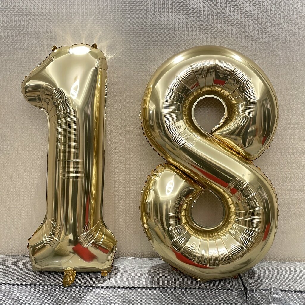 '1gab 101,6 cm zelta skaitļa hēlija baloni dzimšanas dienas jubilejas ballīšu dekorācijām' cena un informācija | Svētku dekorācijas | 220.lv
