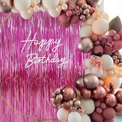 '1gab dzimšanas dienas svinību fona folijas sižetu izkārtojums gaiši rozā spilgti lietus zīda durvju dekors ballīšu dekoru piederumi' cena un informācija | Svētku dekorācijas | 220.lv