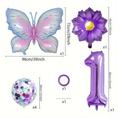 '1 komplekts burvīgs multfilmu tauriņu numura margrietiņas balonu komplekts' cena un informācija | Svētku dekorācijas | 220.lv