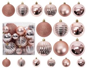 Rozā zelta eglīšu baumas 36 pcs 311433b цена и информация | Елочные игрушки | 220.lv