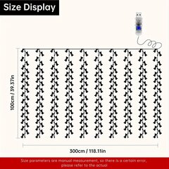'1 gb mākslīgās efejas lapu augs 3 x 1 m/9,84 x3,28 pēdas 300 LED pasaku logu aizkaru gaisma' cena un informācija | Svētku dekorācijas | 220.lv