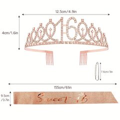 'Новая любимая принцесса для девочек на 16-й день рождения, корона со стразами, вечерние этикеты с поясом, танцевальное платье, ювелирные изделия из сплава, аксессуары для волос' цена и информация | Праздничные декорации | 220.lv