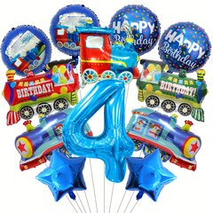 '12gab vilciens alumīnija folijas baloni krāsains vilciens poliestera plēve baloni auto tematiskie ballīšu piederumi numuri 2 3 4 dzimšanas dienas svinību piederumi dekorācijas Lieldienu dāvana' cena un informācija | Svētku dekorācijas | 220.lv