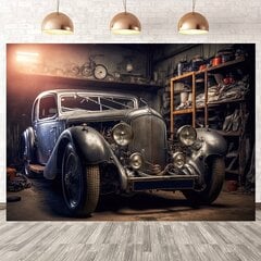 '1 gab vintage automobiļu tēmas dzimšanas dienas svinību fotografēšanas fons' cena un informācija | Svētku dekorācijas | 220.lv