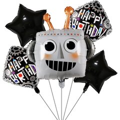 '5gab daudz laimes dzimšanas dienas robota galvas lieli folijas baloni' cena un informācija | Svētku dekorācijas | 220.lv