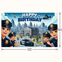 '1 шт. небольшой полицейский фон с днем рождения, реквизит для фотосессии' цена и информация | Праздничные декорации | 220.lv