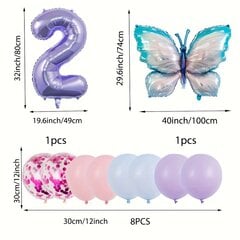 '10gab zili tauriņu baloni alumīnija folijas baloni 81,28 cm purpura poliestera plēves baloni piemēroti tauriņu tematiskām ballītēm' cena un informācija | Svētku dekorācijas | 220.lv