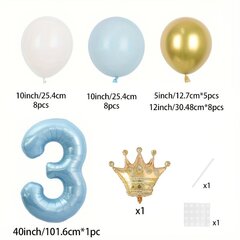 '33gab maca zils rozā kroņa numura balonu komplekts, kurā ietilpst lieli alumīnija folijas baloni ar mini kroni princeses pirmās dzimšanas dienas svinībām jubilejas kāzu izlaiduma dušas dekorēšanai' cena un informācija | Svētku dekorācijas | 220.lv