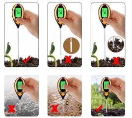 Skābuma mērītājs dārzkopībai un dārzkopībai, PH, augsnes temperatūra, mitrums cena un informācija | Mitruma, temperatūras, pH, ORP mērītāji | 220.lv