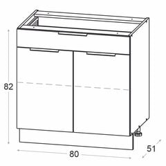 NOVO apakšējais virtuves skapis 80 cm ar atvilktni, balts matēts цена и информация | Кухонные шкафчики | 220.lv