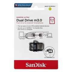 Sandisk Ultra DualDrive USB 3.0 64GB цена и информация | USB накопители | 220.lv