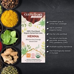 Augu sarkana matu krāsa Henna, Cultivator's, 100 g cena un informācija | Matu krāsas | 220.lv