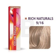 Wella Professionals Color Touch Rich Naturals profesionālā demi-permanentā matu krāsa ar daudzdimensiju efektu 9|16 60 ml cena un informācija | Matu krāsas | 220.lv