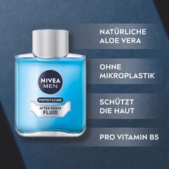 Nivea vīrieši aizsargā un kopj pēc skūšanās šķidruma (1 x 100 ml), nomierinoša pēc skūšanās, ādas kopšana pēc skūšanās ar alveju un pantenolu cena un informācija | Skūšanās piederumi, kosmētika | 220.lv