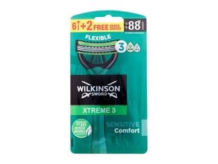 Набор одноразовых бритв Wilkinson Sword Xtreme 3 Sensitive Comfort Razor для мужчин, 8 шт. цена и информация | Косметика и средства для бритья | 220.lv