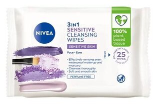 Нежные салфетки для демакияжа Nivea Bio Cleansing Sensitive, 25 шт. цена и информация | Средства для очищения лица | 220.lv