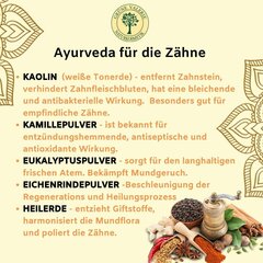 Iestatīt 2 x ayurveda 3 fāzes zobu pasta | Zobu pastas zaļā Valie fluorīda bez 100 ml ar 17 garšaugiem, saknēm, ziediem, ļoti efektīvām eļļām, jūras sāli un ārstniecisko zemi. Pazīstams no veselības pārtikas veikala! (2) cena un informācija | Zobu pastas, birstes | 220.lv