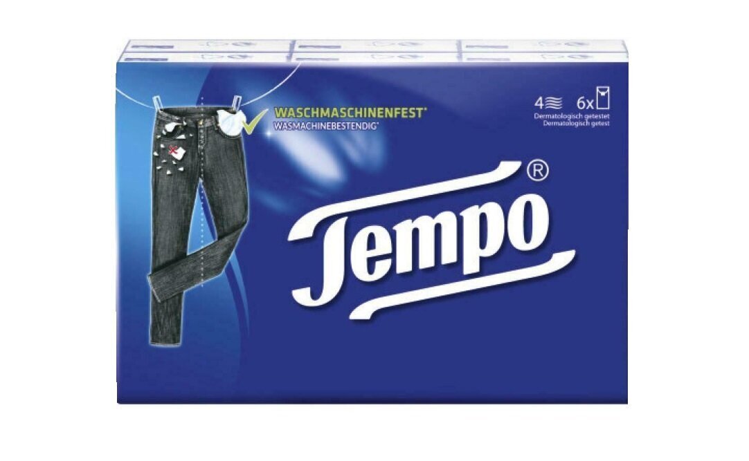 Tempo, Četrslāņu salvetes Tempo Cotton Touch Soft, 6x10 gabali (VĀCIJAS PRODUKTS) cena un informācija | Vates kociņi, mitrās salvetes | 220.lv