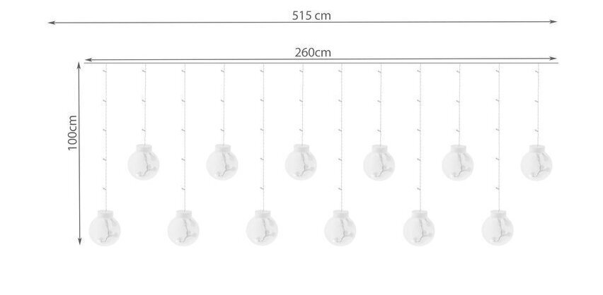 LED gaismas aizkars, bumbiņas cena un informācija | Ziemassvētku lampiņas, LED virtenes | 220.lv