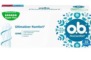 O.B. ProComfort, Super Plus, Higiēniskie tampoi, 32 gab. (VĀCIJAS PRODUKTS) cena un informācija | Tamponi, higiēniskās paketes, ieliktnīši | 220.lv