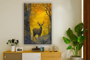 Glezna uz audekla briežu briežu rudens mežs 80x110 cm cena un informācija | Gleznas | 220.lv