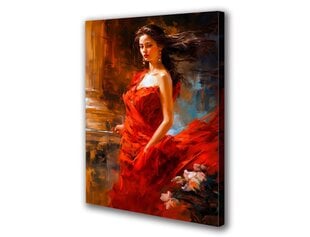 Glezna uz audekla sieviešu sarkanā māksla 60x90 cm цена и информация | Картины | 220.lv