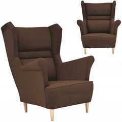 Zoja Skandināvu krēsls ar ausu aizbīdni Ģimenes mēbeles brūns kakao kafija braun cena un informācija | Atpūtas krēsli | 220.lv