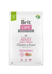 Brit Care Sustainable Adult Small Breed Chicken&Insect сухой корм для собак мелких пород, 3 кг цена и информация | Сухой корм для собак | 220.lv