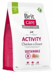 Brit Care Sustainable Activity Chicken&Insect сухой корм для активных собак, 3 кг цена и информация | Сухой корм для собак | 220.lv