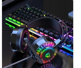 Игровая гарнитура для любителей со светодиодной подсветкой RGB и микрофоном цена и информация | Наушники | 220.lv