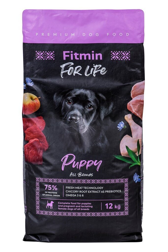 Fitmin For Life Puppy ar mājputnu gaļu, 12 kg цена и информация | Sausā barība suņiem | 220.lv