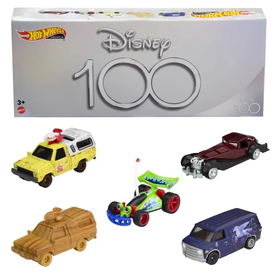 Auto modeļu komplekts Mattel Hot Wheels Disney 100 Anniversary, 5 gab. цена и информация | Rotaļlietas zēniem | 220.lv