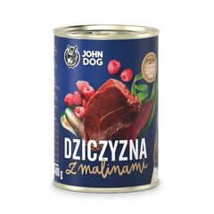 John Dog Berry Adult konservi ar brieža gaļu un avenēm, 400 g цена и информация | Консервы для собак | 220.lv