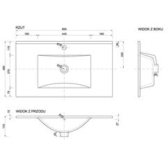 Keramikas vannas istabas izlietne PLAN80, 80x1,5x46 cm, balta, uzstādīta vannas istabas mēbelēs cena un informācija | Izlietnes | 220.lv